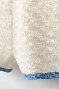 CONTRAST KNIT SHORTS