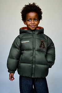 PATCHED HOODED PUFFER COAT