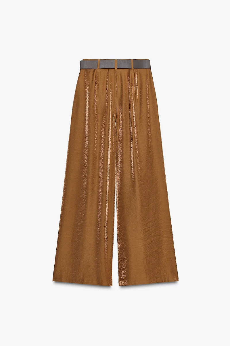 PANTALON LARGE SATINÉ CEINTURE