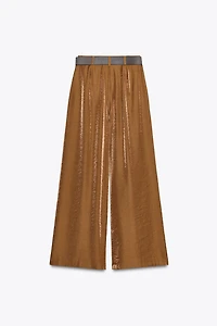 PANTALON LARGE SATINÉ CEINTURE