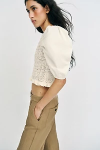COMBINATION PUFF SLEEVE KNIT JUMPER