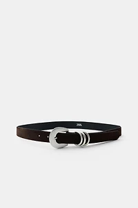 CEINTURE EN CUIR DAIM 100 % TRIPLE PASSANT