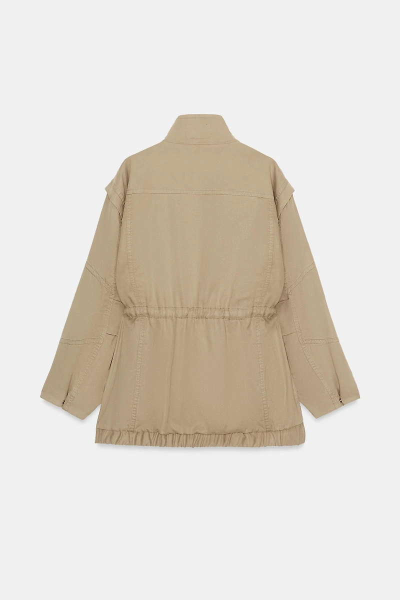 BLOUSON LONG À COL MONTANT