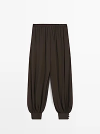 Pantalon bouffant semi-transparent avec boutons
