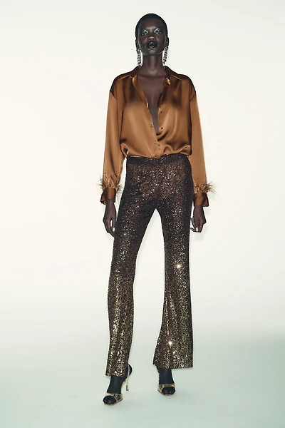 BLOUSE SATINÉE PLUMES