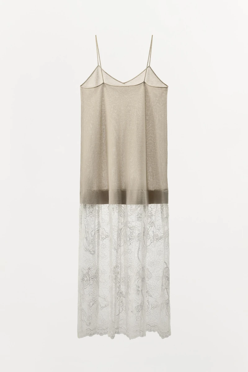 LACE COMBINATION KNIT DRESS