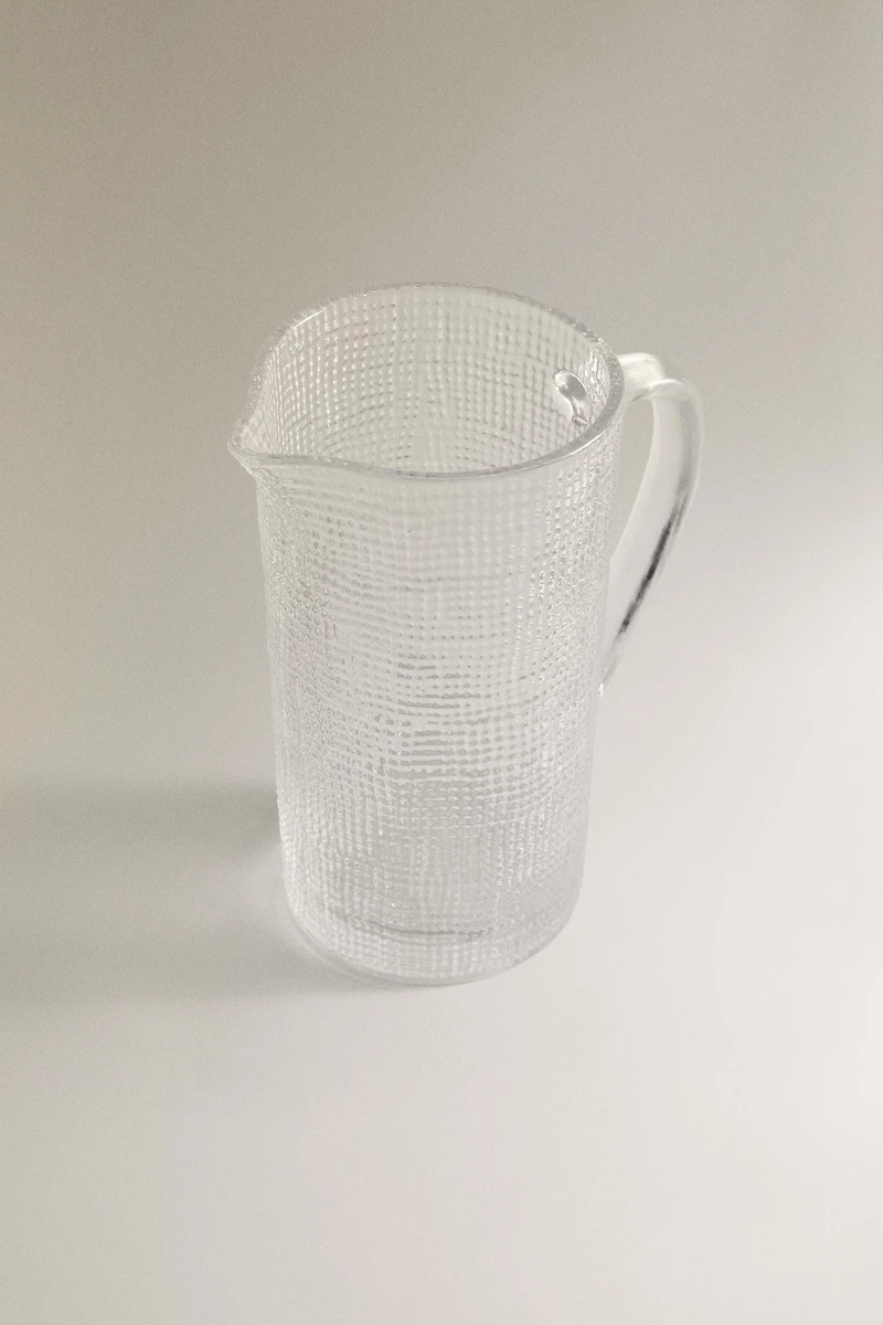 RAISED DESIGN GLASS PITCHER