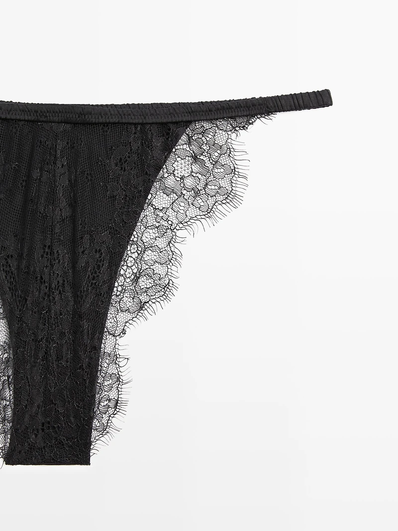 Silk briefs with lace detail