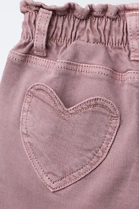 PANTALON BAGGY EN SERGÉ AVEC POCHES CŒUR