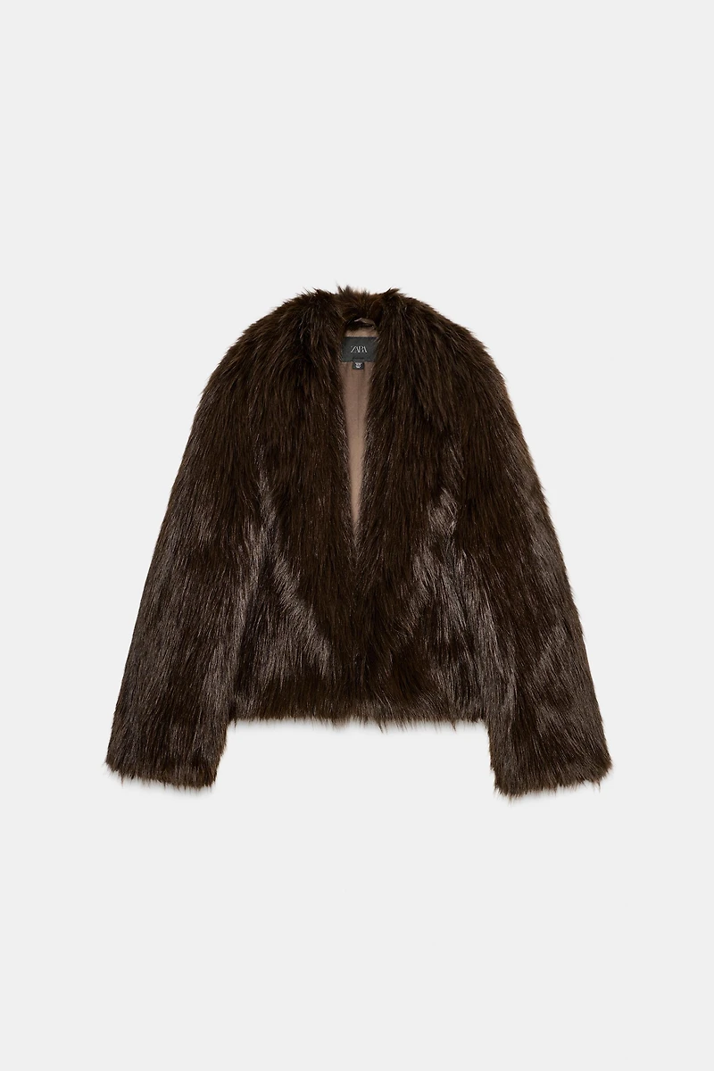 SHORT FAUX FUR COAT