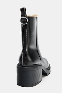 WATER REPELLENT LEATHER ANKLE BOOTS