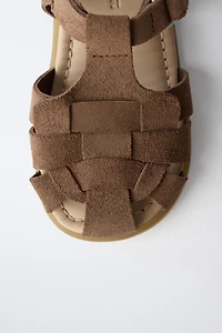 SANDALES EN CUIR STYLE PLAGE PIEDS NUS