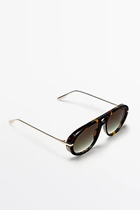 Tortoiseshell-effect aviator sunglasses