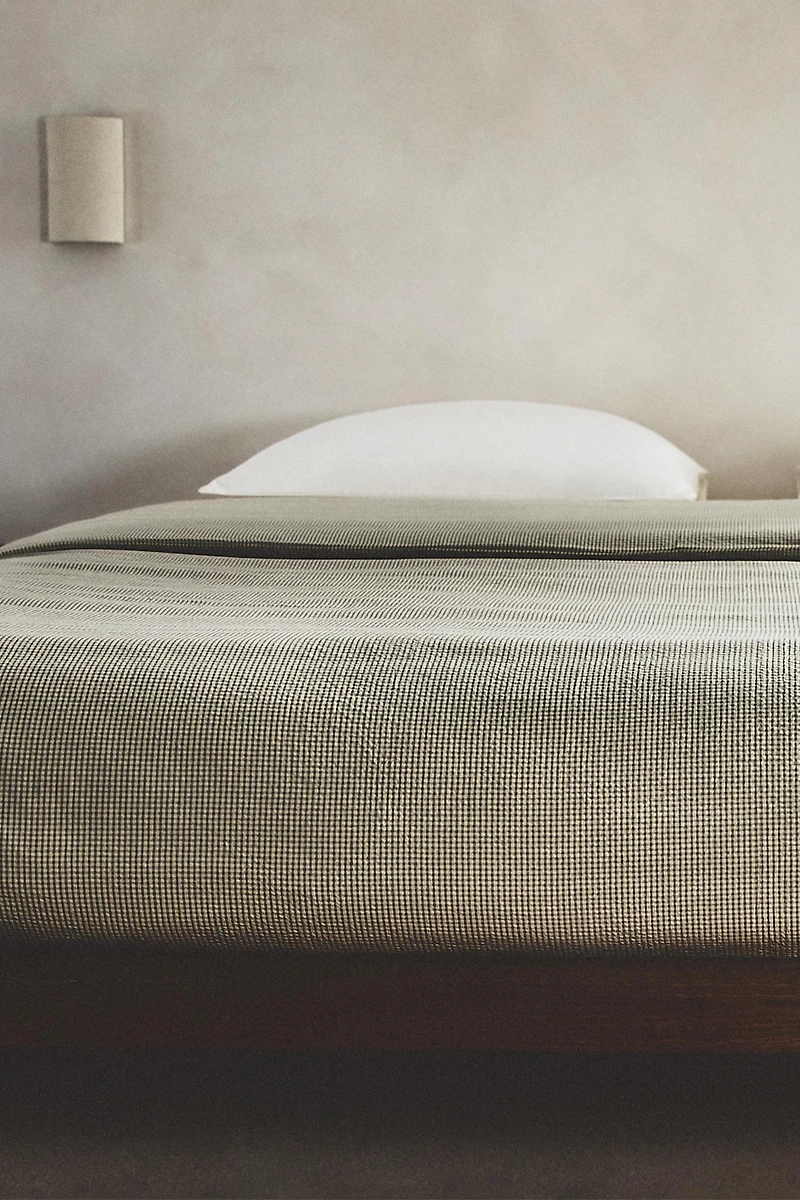 COTTON SEERSUCKER CHECK DUVET COVER