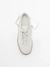 Crackled leather trainers