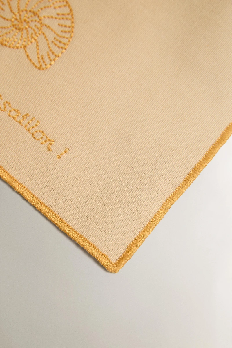 LOT DE 4 SERVIETTES DE TABLE COCKTAIL BRODERIE MARINE