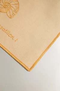 LOT DE 4 SERVIETTES DE TABLE COCKTAIL BRODERIE MARINE