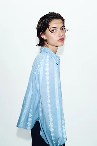 ROMANTIC EMBROIDERED EYELET BLOUSE