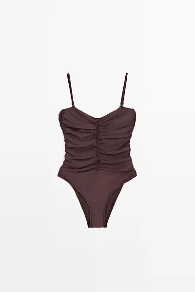Shimmery gathered swimsuit
