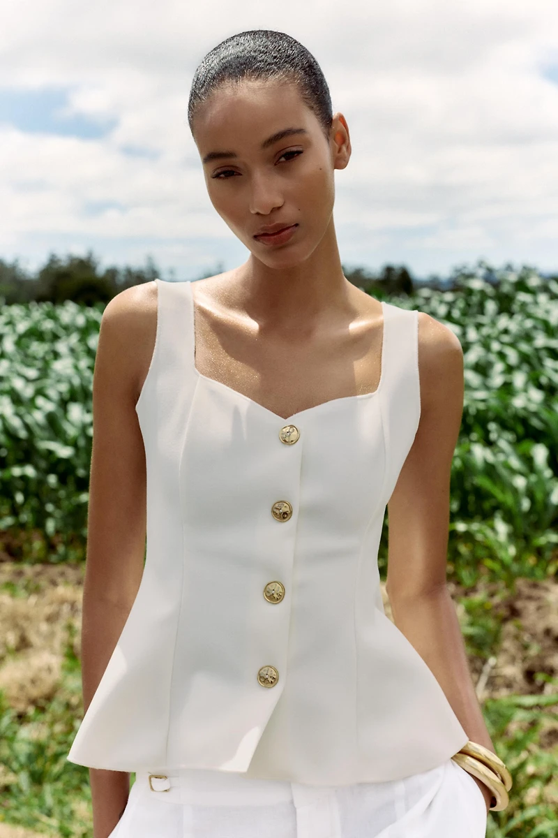 TOP GILET STRETCH PÉPLUM