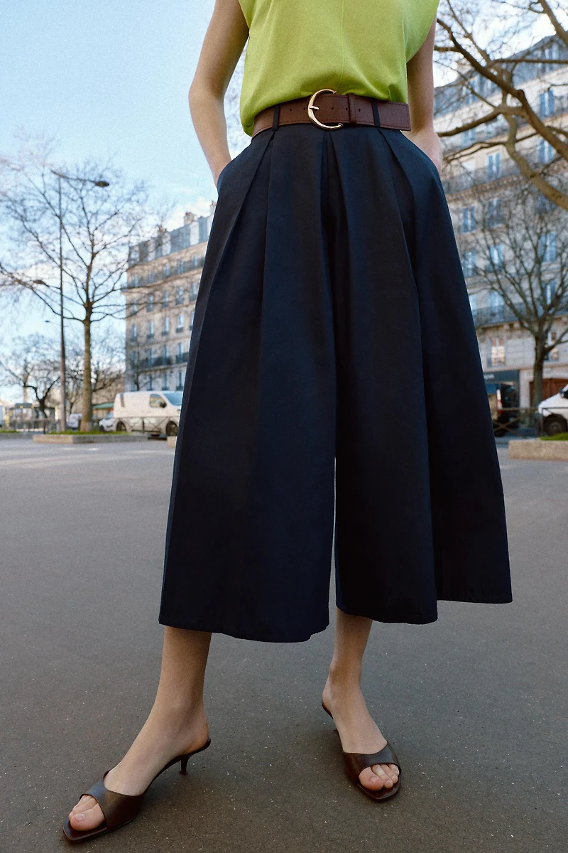 PANTALON JUPE-CULOTTE AVEC CEINTURE