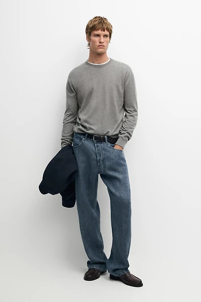 Cotton blend knit sweater