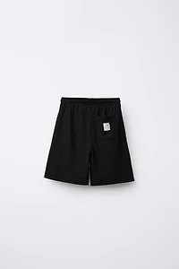 BOWLING SHIRT AND TEXTURED BERMUDA SHORTS SET WITH LABEL