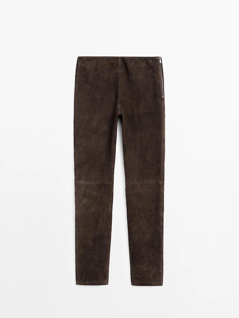 Leggings en cuir finition daim