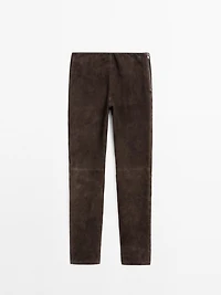 Leggings en cuir finition daim