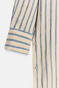 ZW COLLECTION 100% LINEN STRIPED SHIRT DRESS