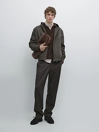 Wool blend double fabric hooded jacket