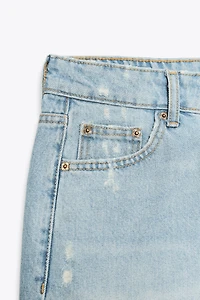 MID-RISE RIPPED TRF DENIM SHORTS