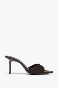 SPLIT LEATHER HEELED SANDALS