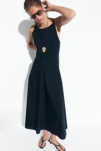 Cotton blend poplin spaghetti strap dress