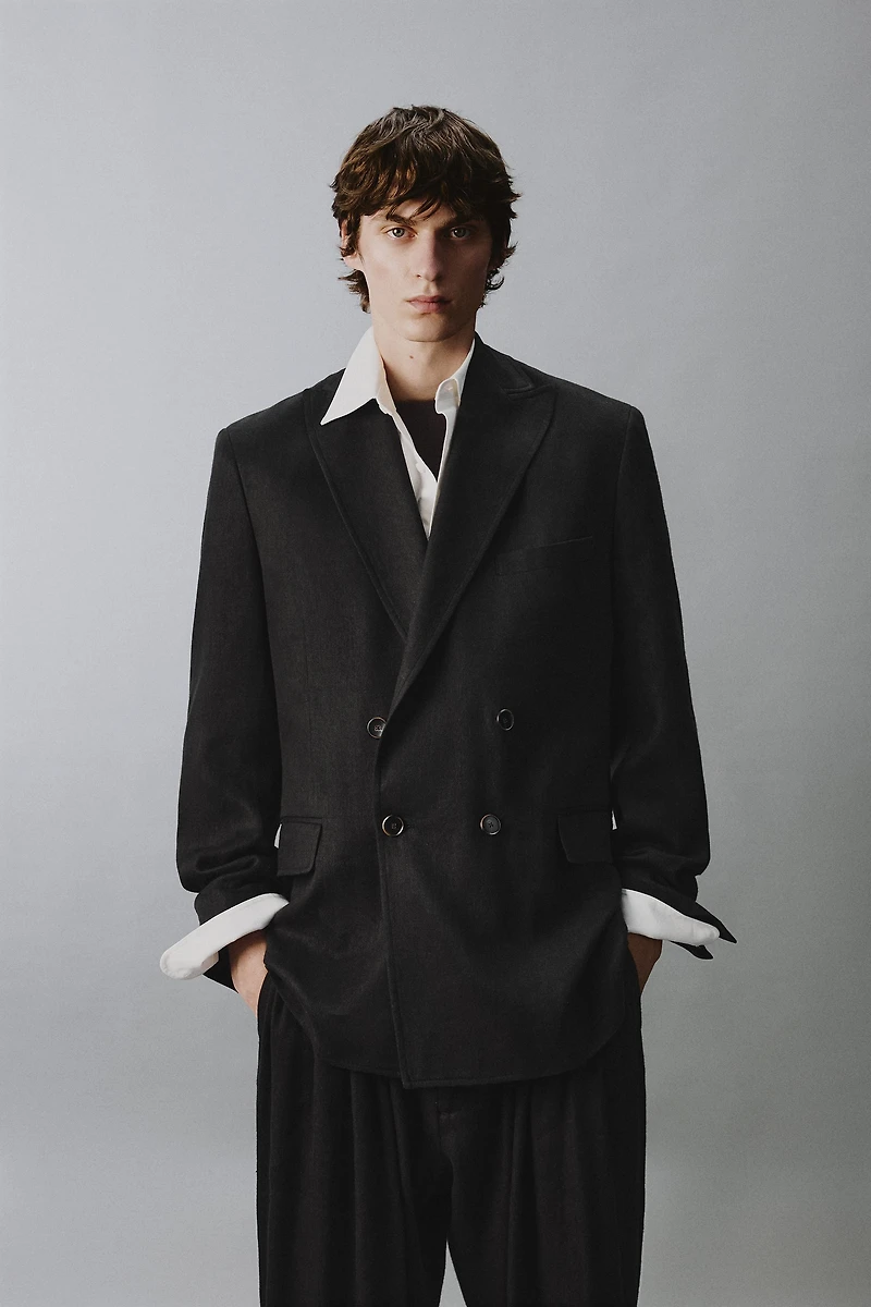 LINEN - LYOCELL DOUBLE BREASTED SUIT JACKET
