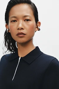 KNIT ZIP POLO SHIRT