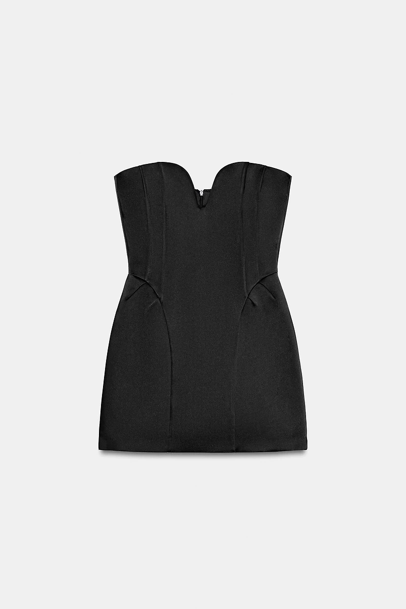 SATIN EFFECT SWEETHEART VOLUME DRESS