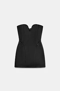 SATIN EFFECT SWEETHEART VOLUME DRESS