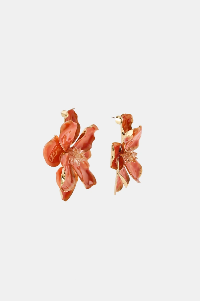 ENAMELED METAL FLOWER EARRINGS