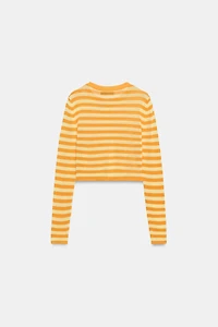STRIPED CROPPED KNIT JACKET