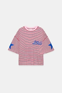 STRIPED TEXT STAR T-SHIRT