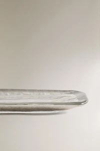 GLASS SERVING DISH WITH A GOLDEN RIM