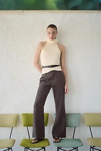 ZW COLLECTION 100% LINEN FLARE PANTS
