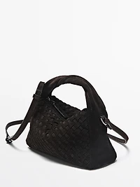 Small braided split leather bag