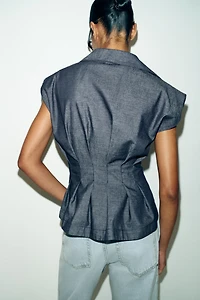 FITTED LINEN BLEND SHIRT WITH DARTS