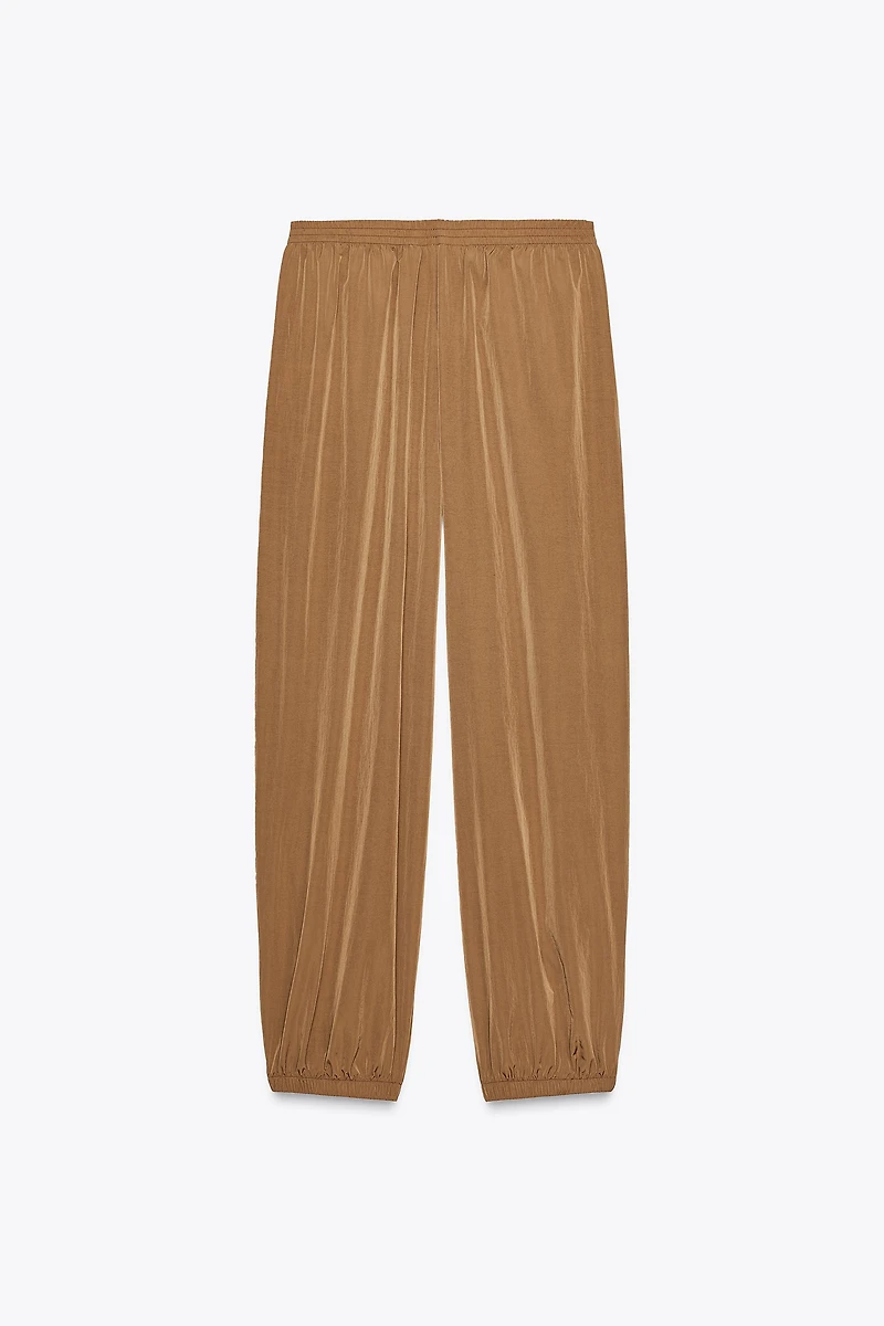PANTALON EN NYLON BOUFFANT AVEC POIGNETS ÉLASTIQUES