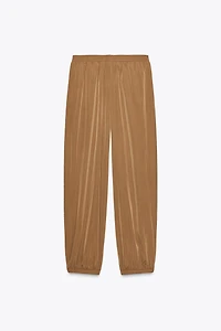 PANTALON EN NYLON BOUFFANT AVEC POIGNETS ÉLASTIQUES