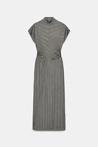 HERRINGBONE MIDI DRESS