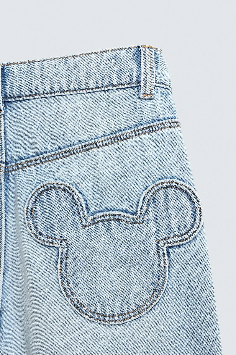 LOOSE FIT JEANS WITH MICKEY SILHOUETTE PATCH HARRY LAMBERT FOR ZARA X DISNEY