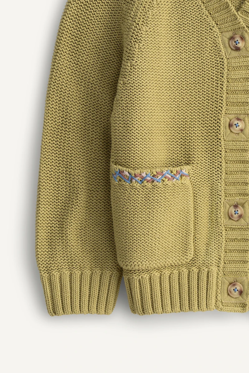 LIMITED EDITION EMBROIDERED TOPSTITCH KNIT CARDIGAN